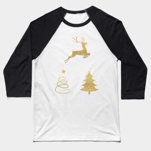 Gold Faux Glitter Christmas Trees and Reindeer Pack Baseball T-Shirt